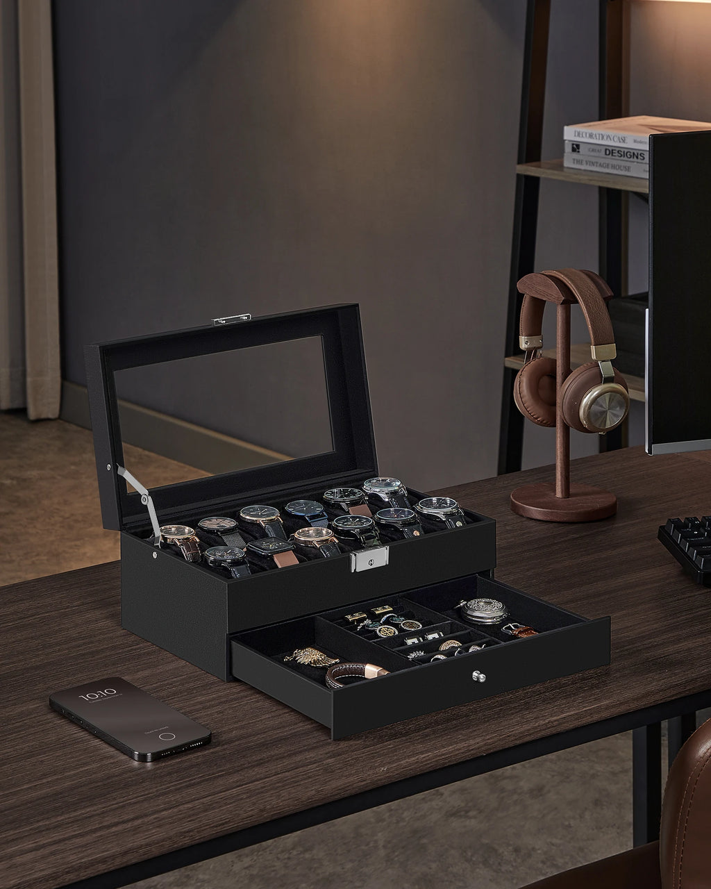 💼 Scatola Porta Orologi SONGMICS 2 Livelli – Custodia Elegante in Pelle
