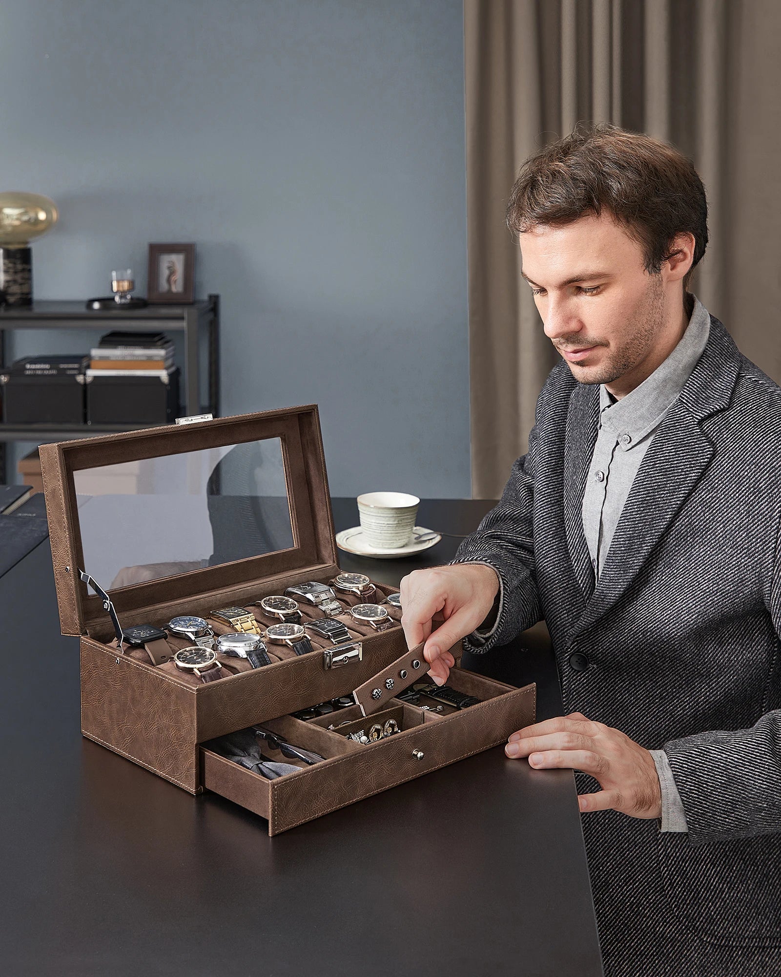 💼 Scatola Porta Orologi SONGMICS 2 Livelli – Custodia Elegante in Pelle