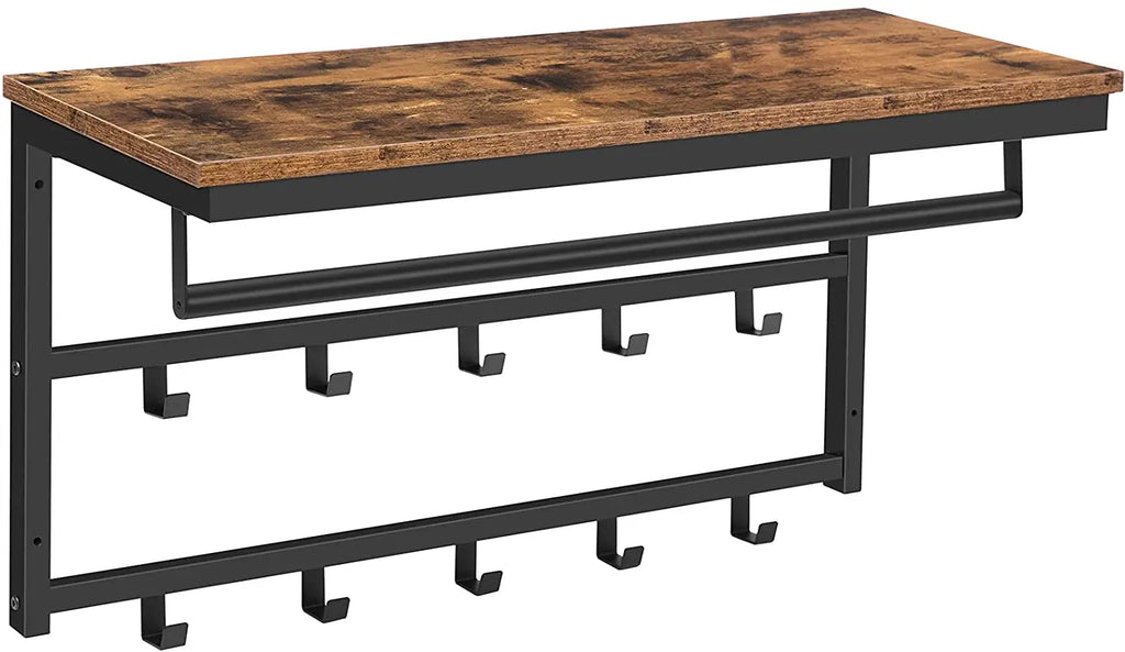 🧥 Appendiabiti da Parete HOOBRO con Mensola – Design Industriale in Legno e Metallo