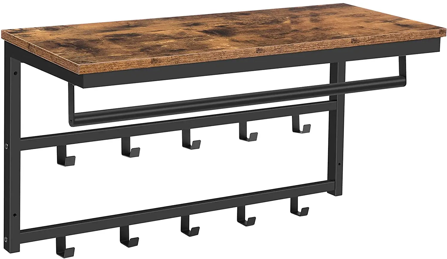 🧥 Appendiabiti da Parete HOOBRO con Mensola – Design Industriale in Legno e Metallo