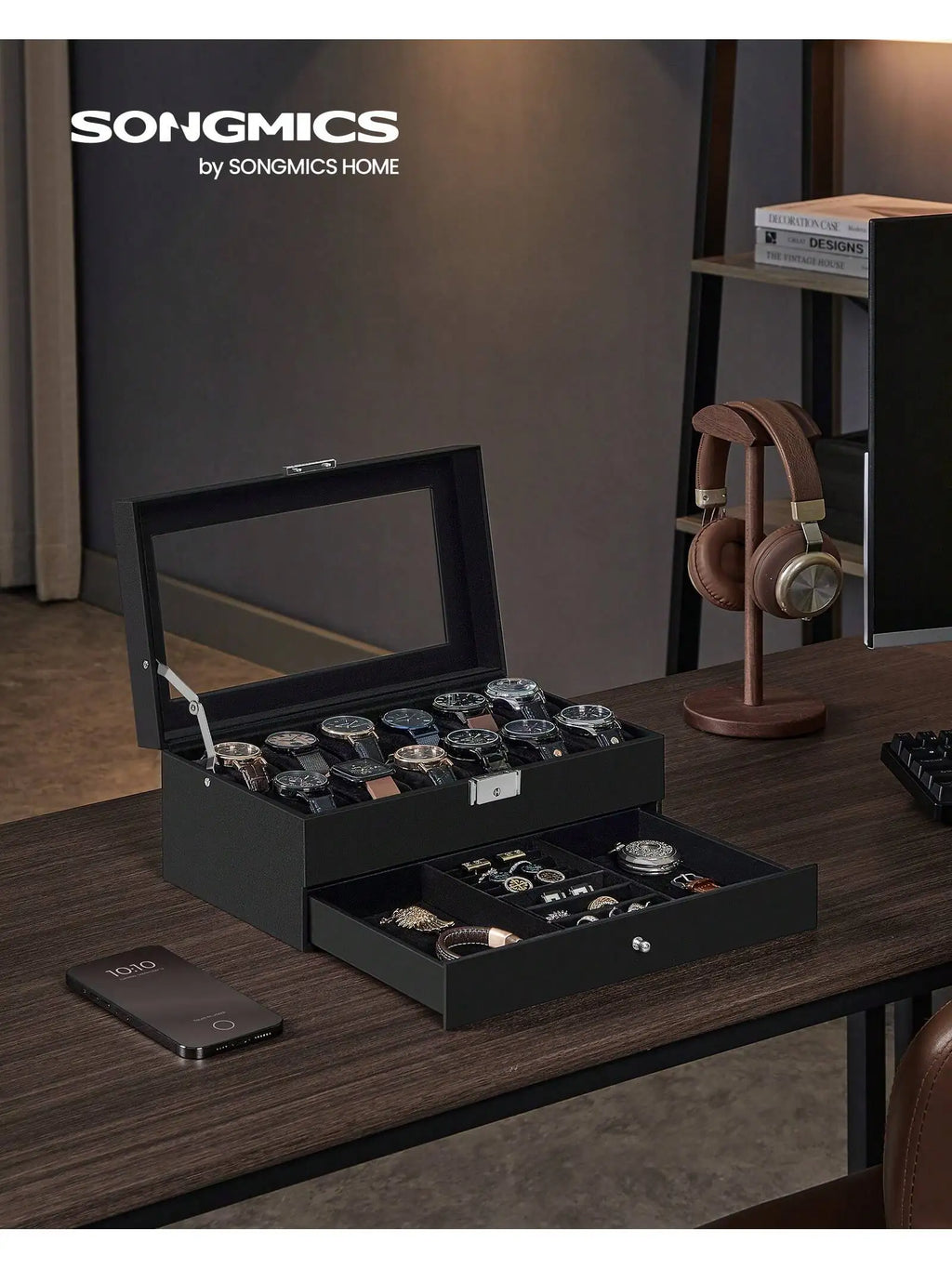 💼 Scatola Porta Orologi SONGMICS 2 Livelli – Custodia Elegante in Pelle
