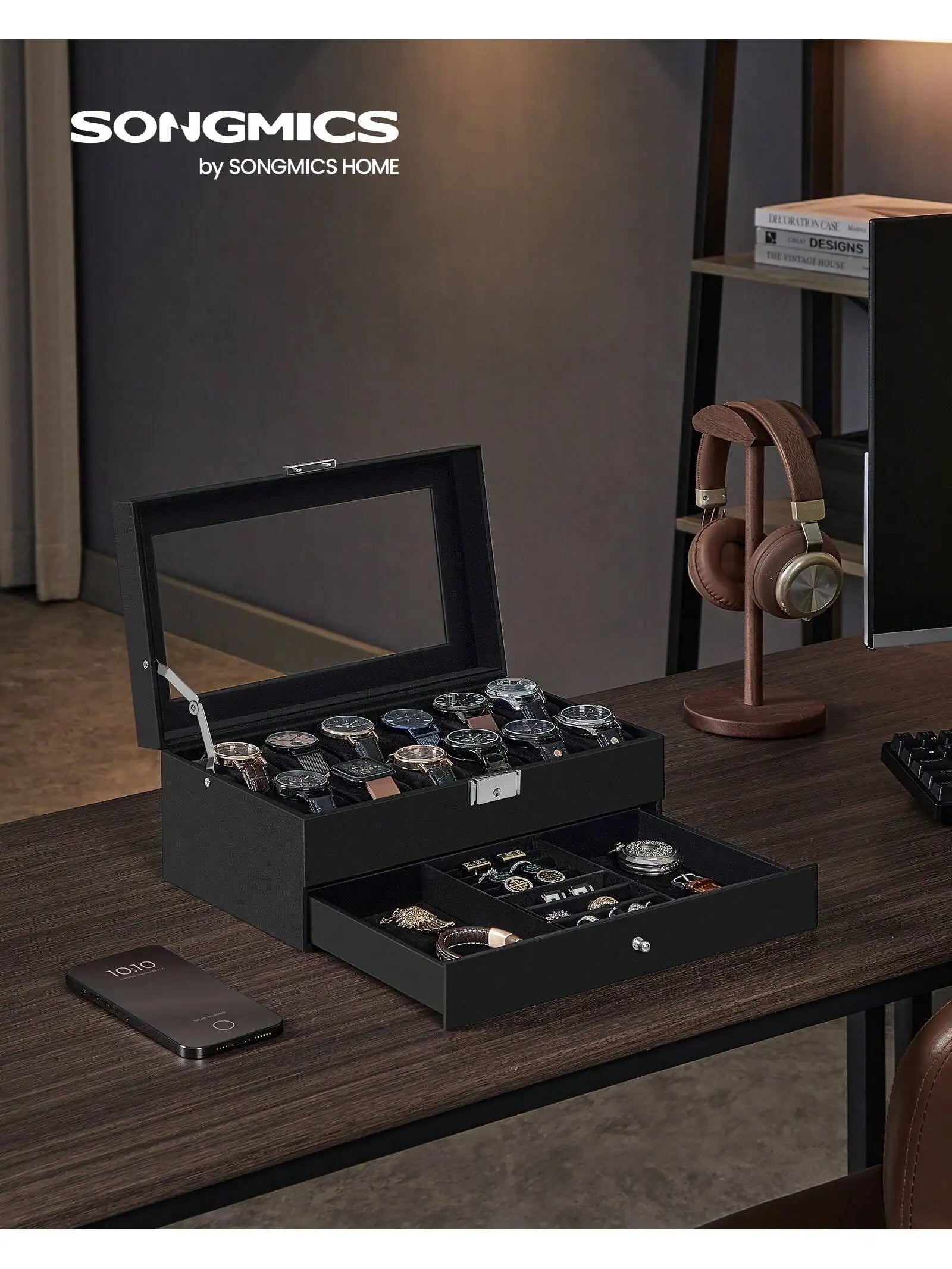 💼 Scatola Porta Orologi SONGMICS 2 Livelli – Custodia Elegante in Pelle