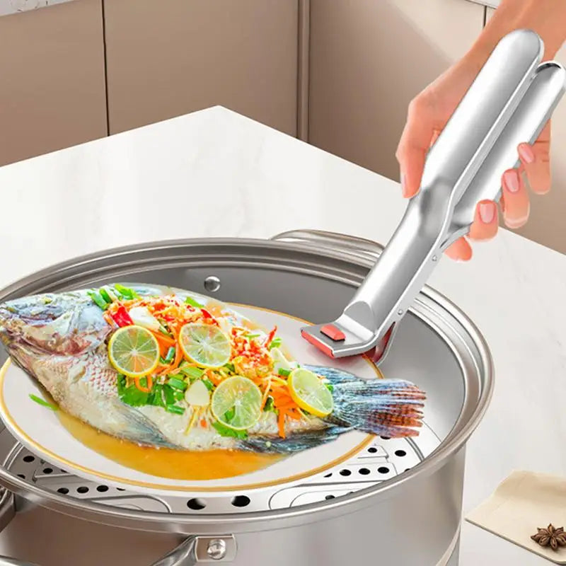 🔥 Pinza Antiscottatura in Acciaio Inox – Presa Sicura per Piatti Caldi