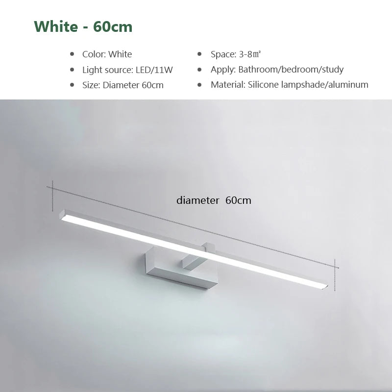 💡 Lampada da Parete LED Moderna – Luce Specchio Bagno in Alluminio Nero o Bianco