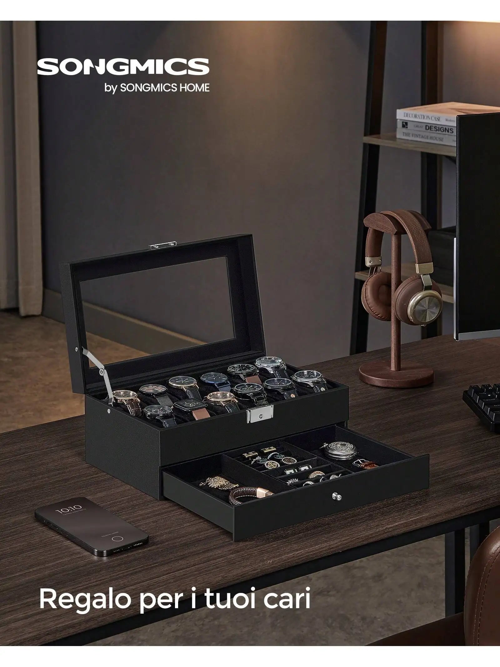 💼 Scatola Porta Orologi SONGMICS 2 Livelli – Custodia Elegante in Pelle