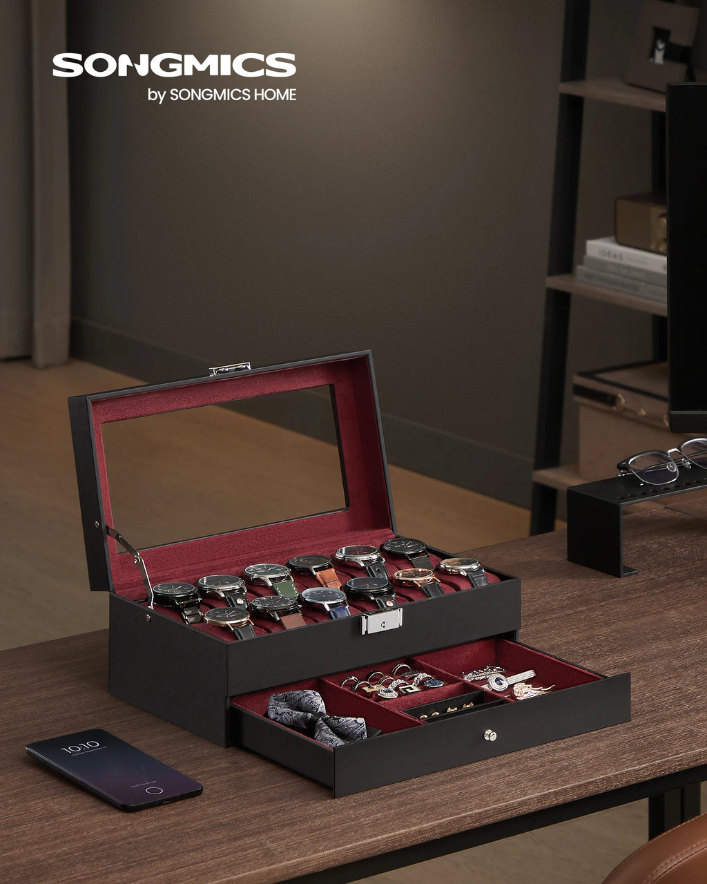 💼 Scatola Porta Orologi SONGMICS 2 Livelli – Custodia Elegante in Pelle