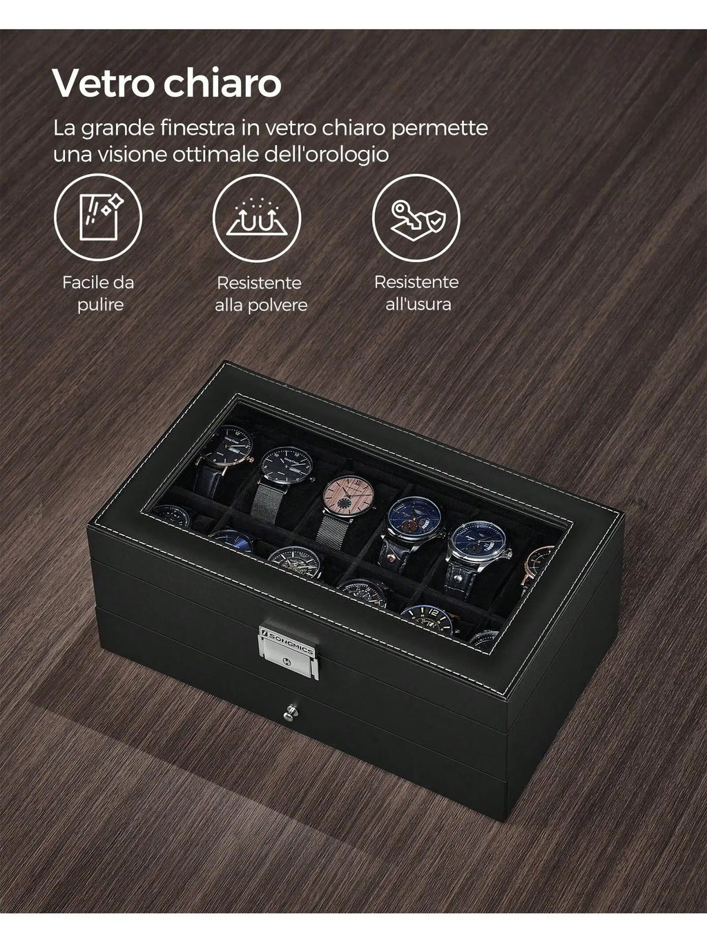 💼 Scatola Porta Orologi SONGMICS 2 Livelli – Custodia Elegante in Pelle