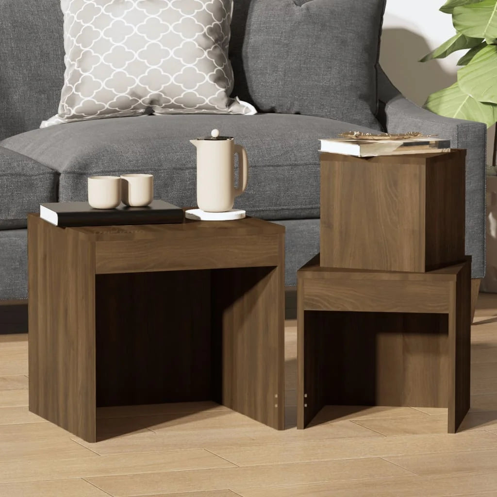 ☕ Set di Tavolini Sovrapponibili in Legno – Design Moderno Salvaspazio