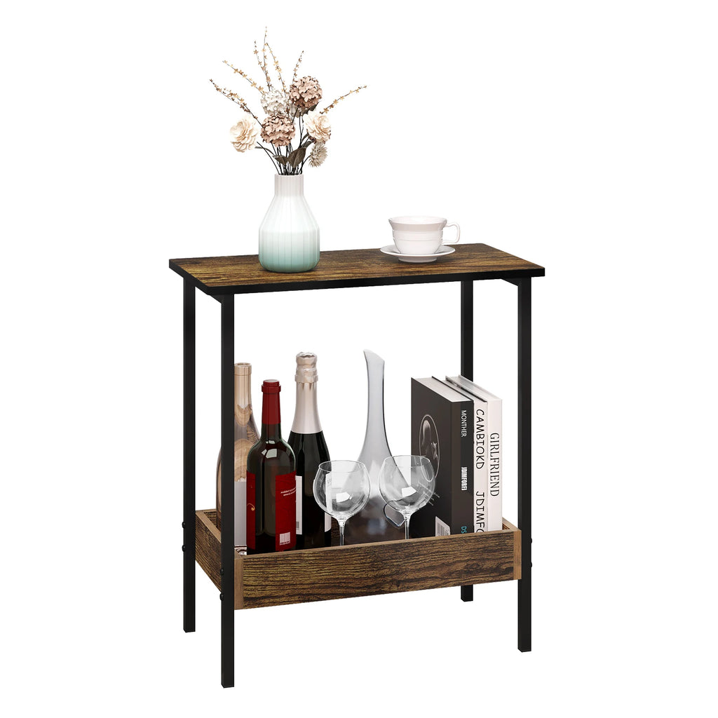🪵 Tavolino da Salotto WOLTU in Legno e Metallo – 2 Ripiani Moderni
