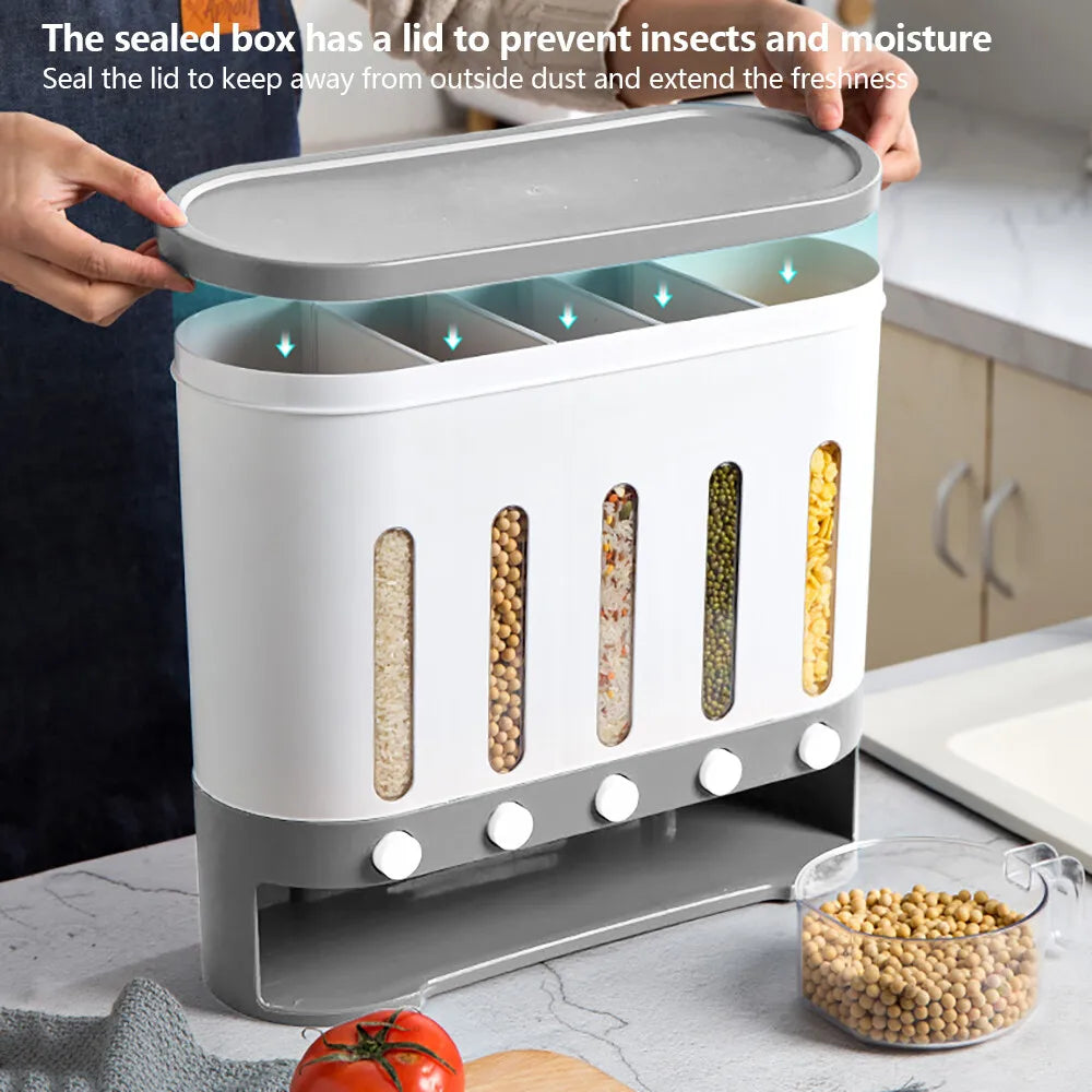Dispenser da Parete per Cereali 9Kg – Contenitore Alimentare con Dosatore