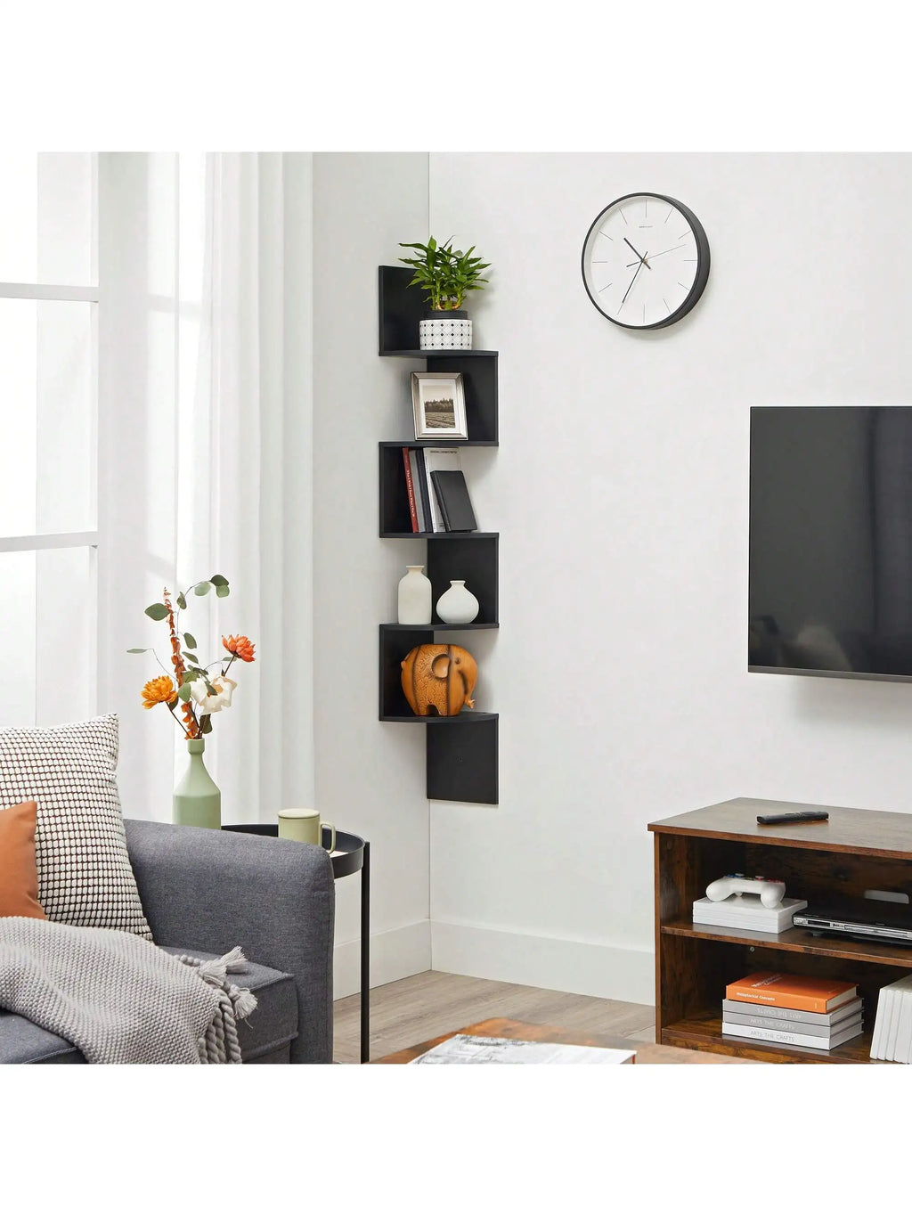 🖤 Scaffale Angolare da Parete VASAGLE – Design Moderno e Funzionale per Ogni Stanza