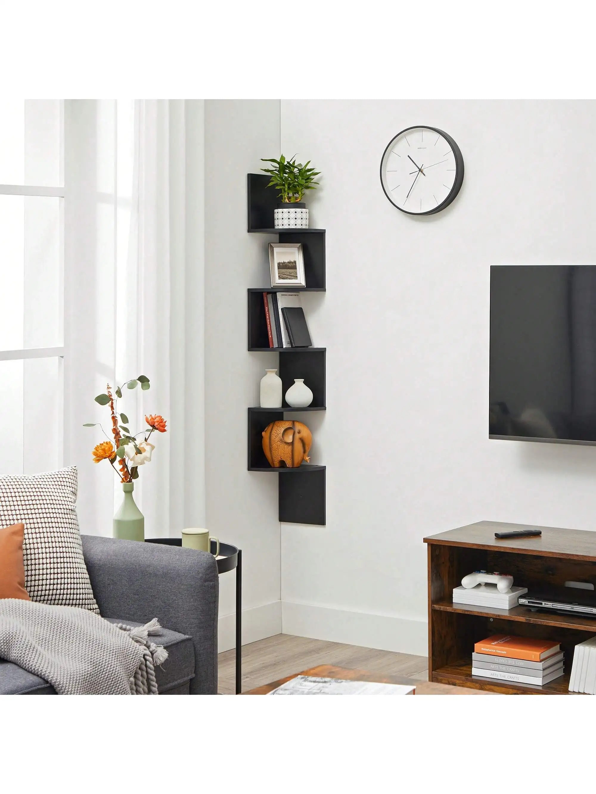 🖤 Scaffale Angolare da Parete VASAGLE – Design Moderno e Funzionale per Ogni Stanza