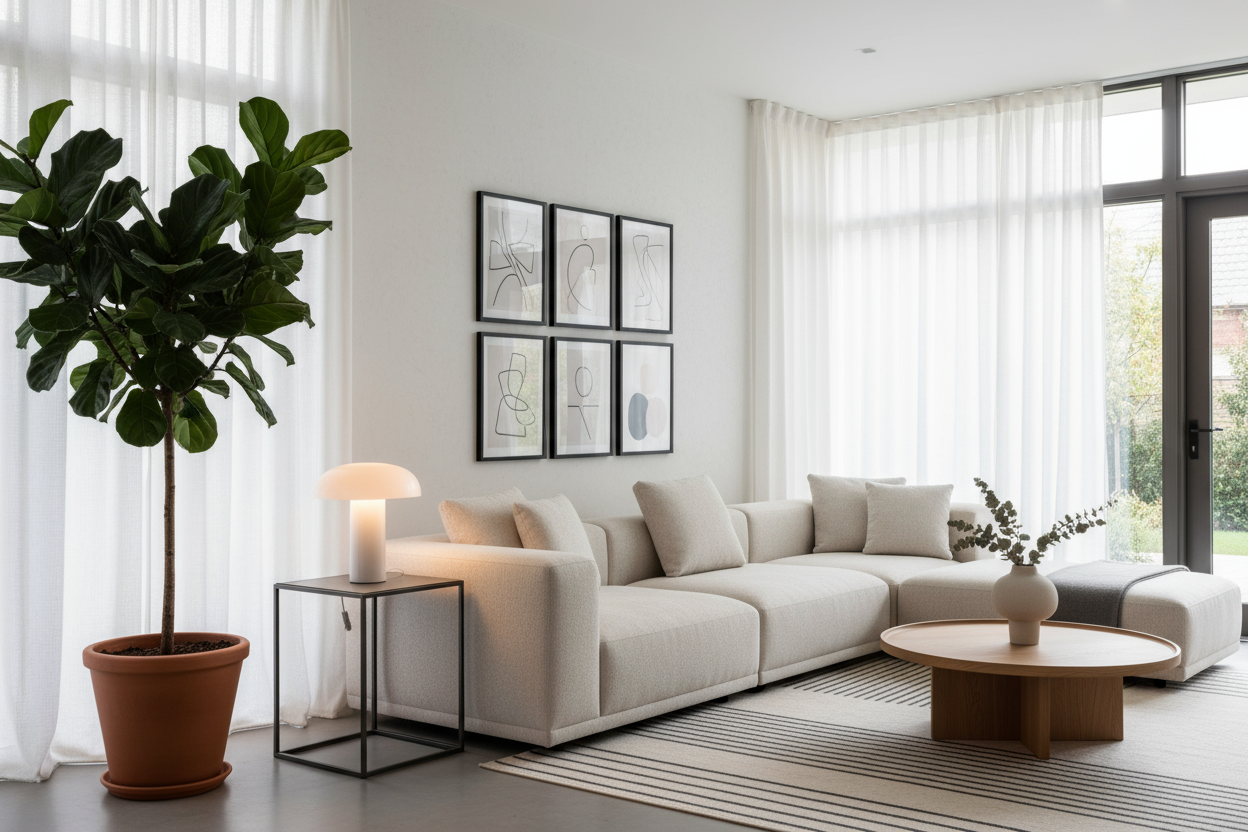 foto di un angolo di casa con mobili minimal , ben arredata e tutto ben visibile